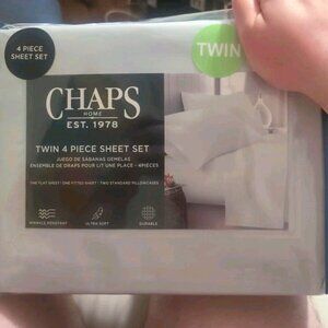 CHAPS Home 4pc Twin Sheet Set Wrinkle Resistant Gray NEW